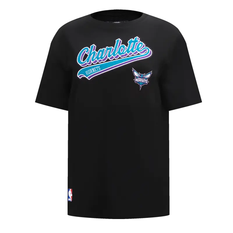 nba charlotte hornets script tail womens boyfriend tee black
